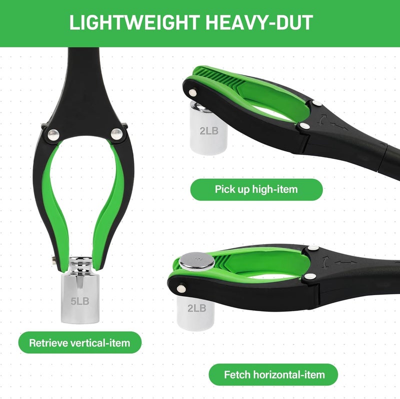 GrabRunner 2 Pack 32 inch Folding Reacher Grabber Tool with Strong Magnetic and Swivel Head &Shoehorn (Green Green) - Image 4